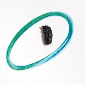 Orbitale 2, 2020,  Ceramica e tecnica mista su legno, 100x100cm