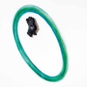 Orbitale 1,  2020, Ceramica e tecnica mista su legno, 100x100cm