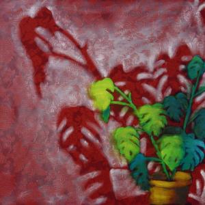 The Uncertainties  of Memory, 2021, Olio su damascato, 110x140cm