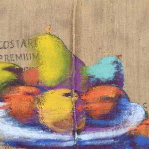 Tomorrow Never Knows, 2020, Olio su sacco di caffè , 80x120cm