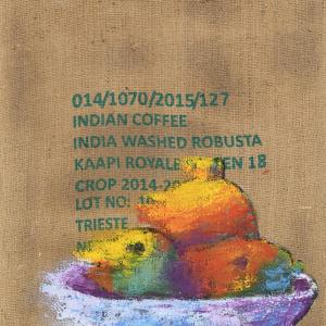 Tomorrow Never Knows, 2020, Olio su sacco di caffè , 80x60cm