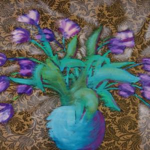 The Uncertainties of Memory, 2020, Olio su damascato, 110x140cm