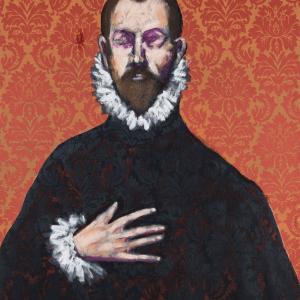 The Uncertainties  of Memory, 2019, Olio su damascato, 140x110cm