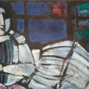 Donna stesa, , Olio su tela, 18,5x30cm