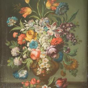 Vaso di fiori, , Olio su tela, 76x65cm