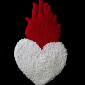 How deep is your how, 2022, Misto lana e filo da ricamo fluo, 35x61cm