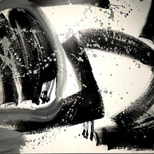 Bianco e nero, 2020, Smalto industriale su tela, 150x110cm