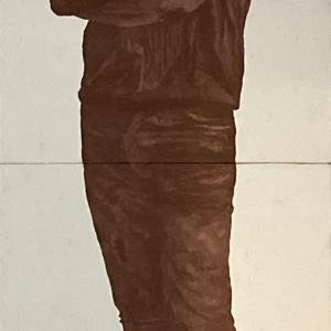 , 2013, Marmo, pigmenti e sabbie vulcaniche su tavola, 247x84cm