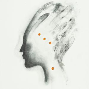 Testa illuminata 3, 2020 , Tecnica mista su carta , 35x25cm