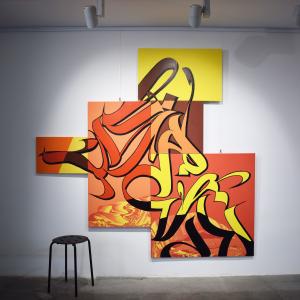 Chirographum 1853 - Polittico, 2019, Acrilico su tela , 200x195cm