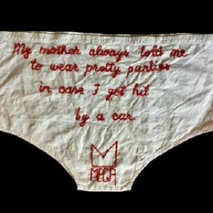 My Mother, 2022, Ricamo su mutandone da Corredo, 40x57cm