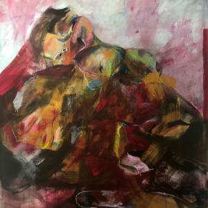 Corpo a corpo CAP.1 - DORMIENTE, 2021, Acrilico e pastelli su tela, 235x200cm