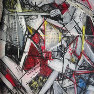 Città dall'alto, 2024, Tecnica mista, 100x100cm