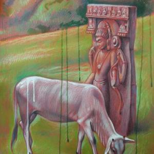 Udayagiri, 2024, Tecniche miste su carta, 55x38cm