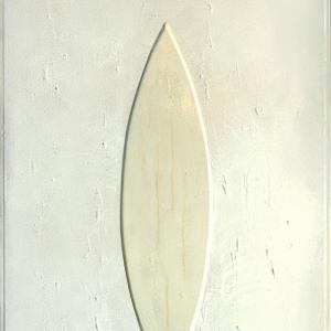 Betulla, 2009, Foglio di betulla, smalto, olio e colle industriali su tavola, 72x142cm