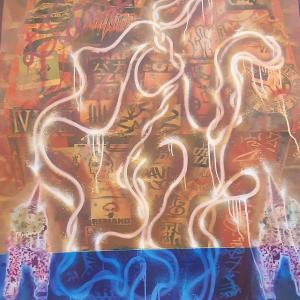 Ghosting, 2023, Tecnica mista su tela, 134x112cm