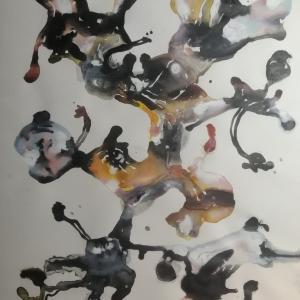 Viscoso, denso, nebuloso, 2023, Acquarello, acrilico e china su carta, 55x75cm