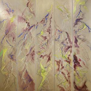 Subsonica, 2022, Tecnica mista e cuciture su carta kraft intelata, 213x195cm