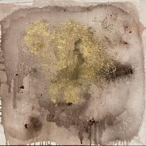 Senza titolo, 2023, Acrilico, sabbia, resina, foglia d'oro, 60x60cm