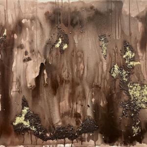 Senza titolo, 2023, Acrilico, sabbia, polvere d'oro, 120x100cm