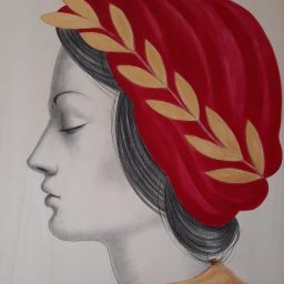 Pales, 2023, Mixed media su tavola di pioppo, 50x47cm