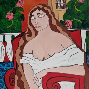 Mi accorgo di te al tramonto, 2022, Olio su tela, 90x80cm