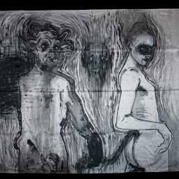 Il sacrificio del Minotauro, 2026, Acrilico su tessuto, 140x154cm