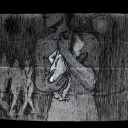 La nascita di Zeus, 2026, Acrilico su tessuto, 140x154cm